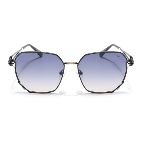 Oversize Sunglasses (Blue & Brown Lens | Black & Golden Frame - SLMG9111)