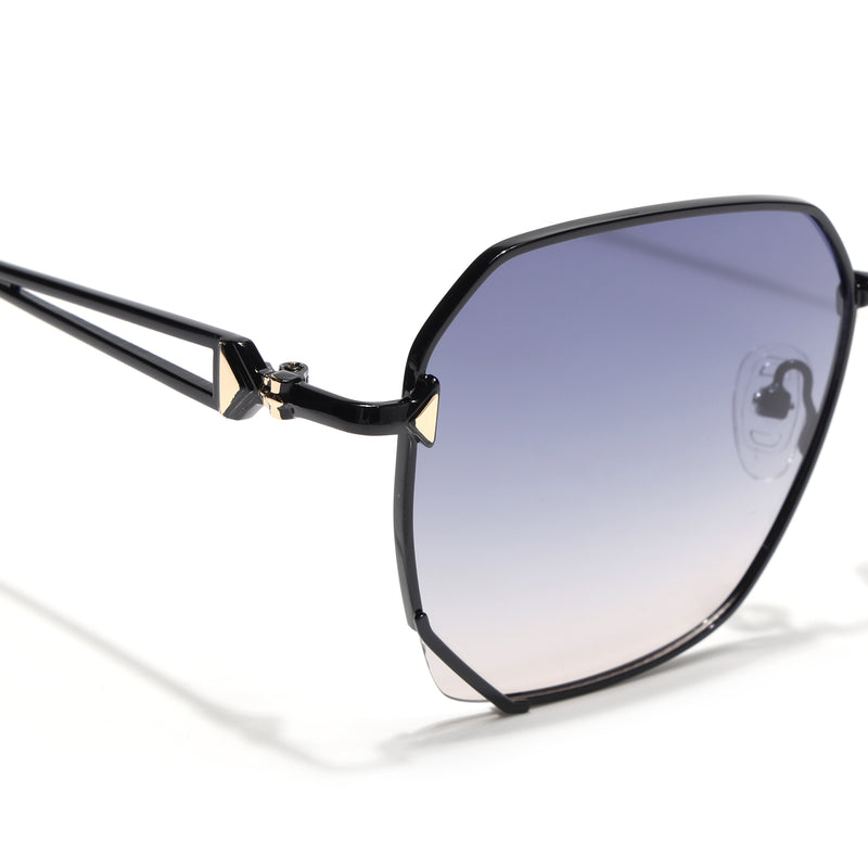 Oversize Sunglasses (Blue & Brown Lens | Black & Golden Frame - SLMG9111)
