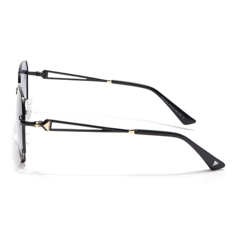 Oversize Sunglasses (Blue & Brown Lens | Black & Golden Frame - SLMG9111)