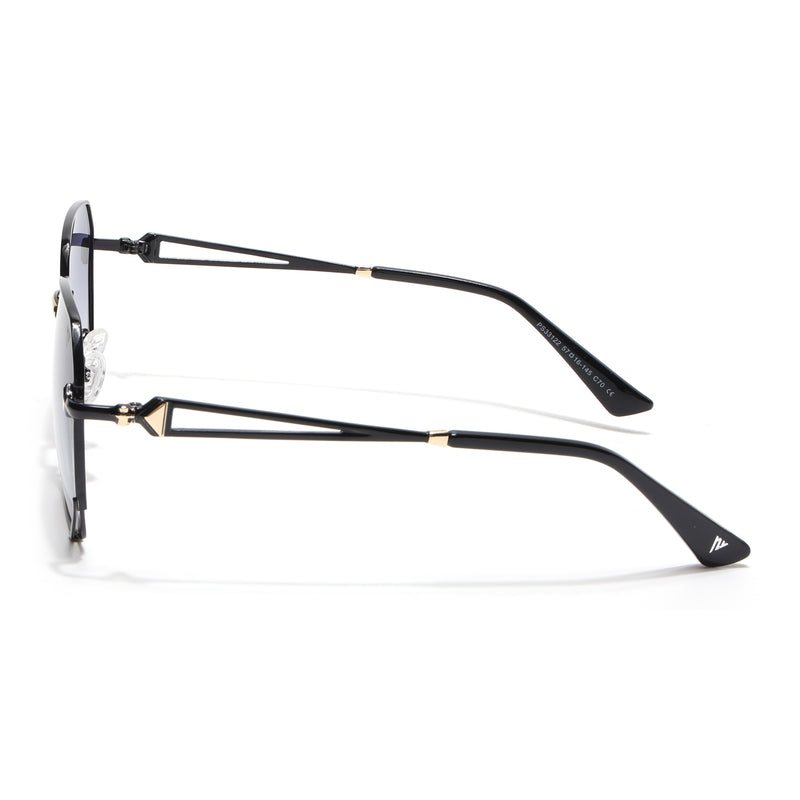 Oversize Sunglasses (Blue & Brown Lens | Black & Golden Frame - SLMG9111)