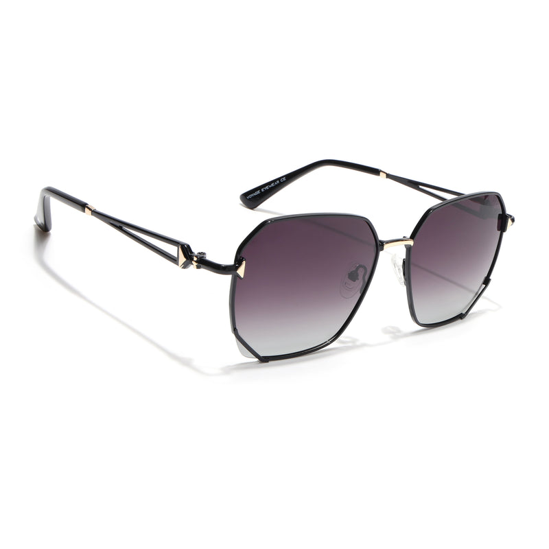 Oversize Sunglasses (Brown & Clear Lens | Black & Golden Frame - SLMG9112)