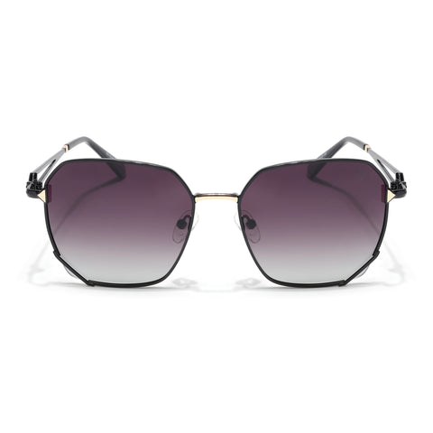 Oversize Sunglasses (Brown & Clear Lens | Black & Golden Frame - SLMG9112)