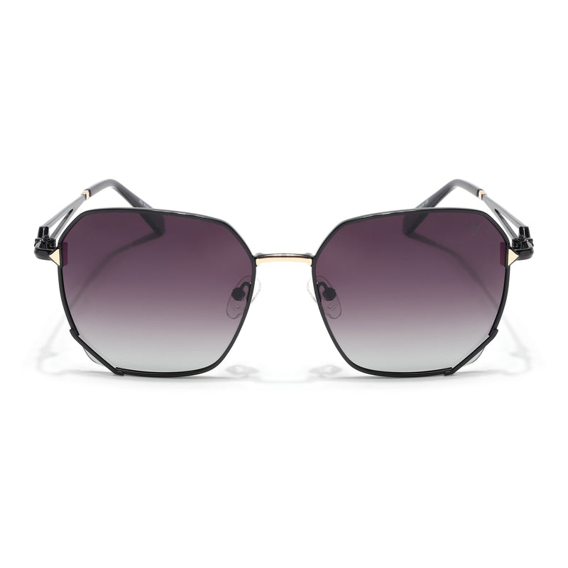 Oversize Sunglasses (Brown & Clear Lens | Black & Golden Frame - SLMG9112)