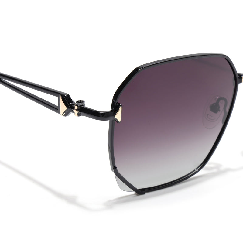 Oversize Sunglasses (Brown & Clear Lens | Black & Golden Frame - SLMG9112)