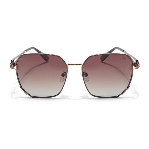 Oversize Sunglasses (Brown Lens | Brown & Golden Frame - SLMG9113)