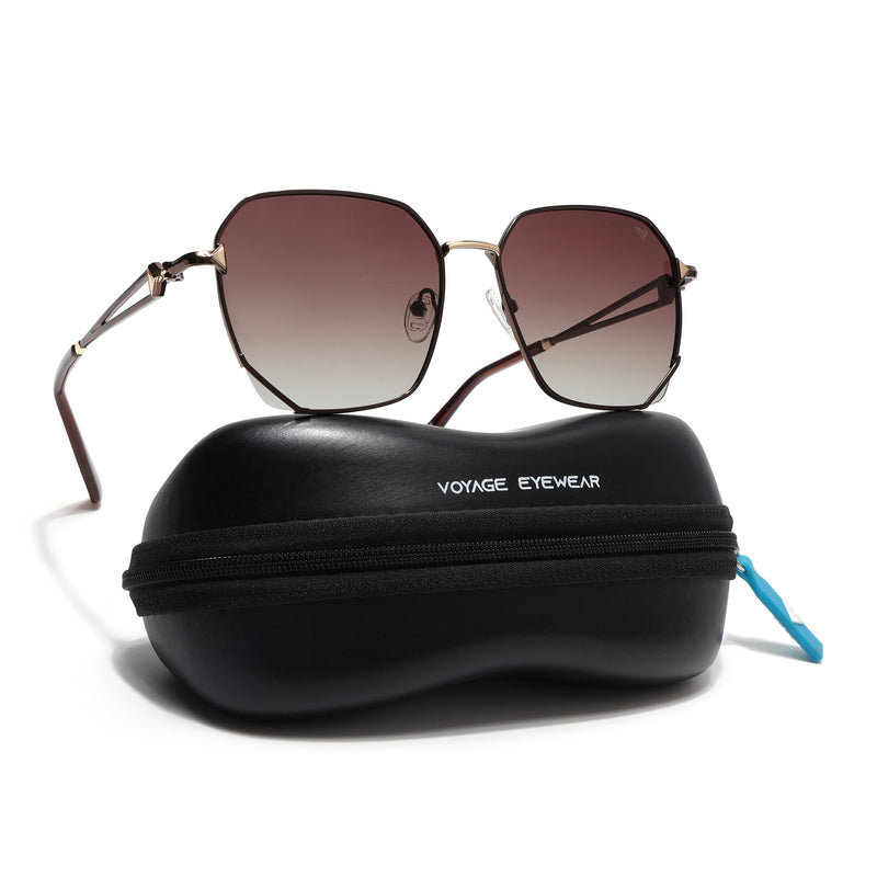 Oversize Sunglasses (Brown Lens | Brown & Golden Frame - SLMG9113)