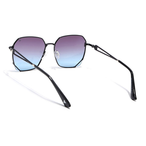 Hexagonal Polarized Sunglasses for Men & Women (Brown & Grey Lens | Black Frame - SLPMG7217)