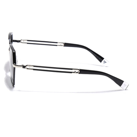 Hexagonal Polarized Sunglasses for Men & Women (Black & Clear Lens | Black Frame - SLPMG7202)