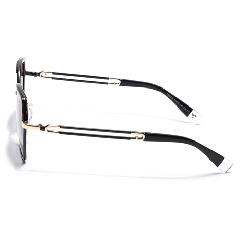 Hexagonal Polarized Sunglasses for Men & Women (Grey & Clear Lens | Black & Demi Brown Frame - SLPMG7203)