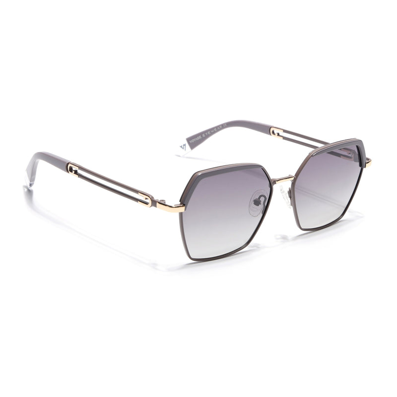 Hexagonal Polarized Sunglasses for Men & Women (Grey & Clear Lens | Grey Frame - SLPMG7204)