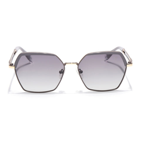 Hexagonal Polarized Sunglasses for Men & Women (Grey & Clear Lens | Grey Frame - SLPMG7204)