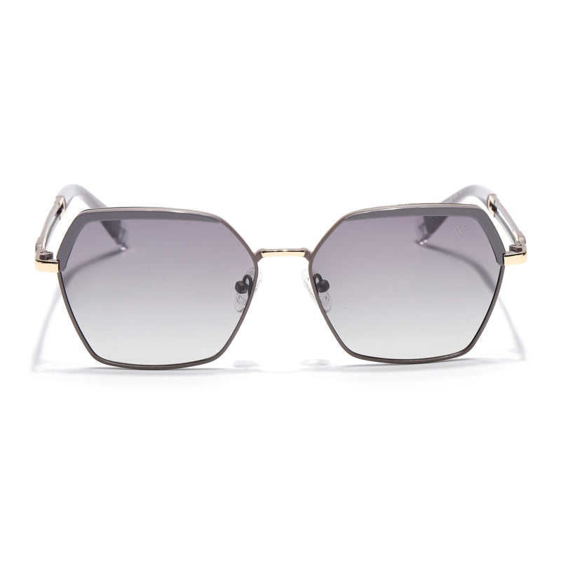 Hexagonal Polarized Sunglasses for Men & Women (Grey & Clear Lens | Grey Frame - SLPMG7204)
