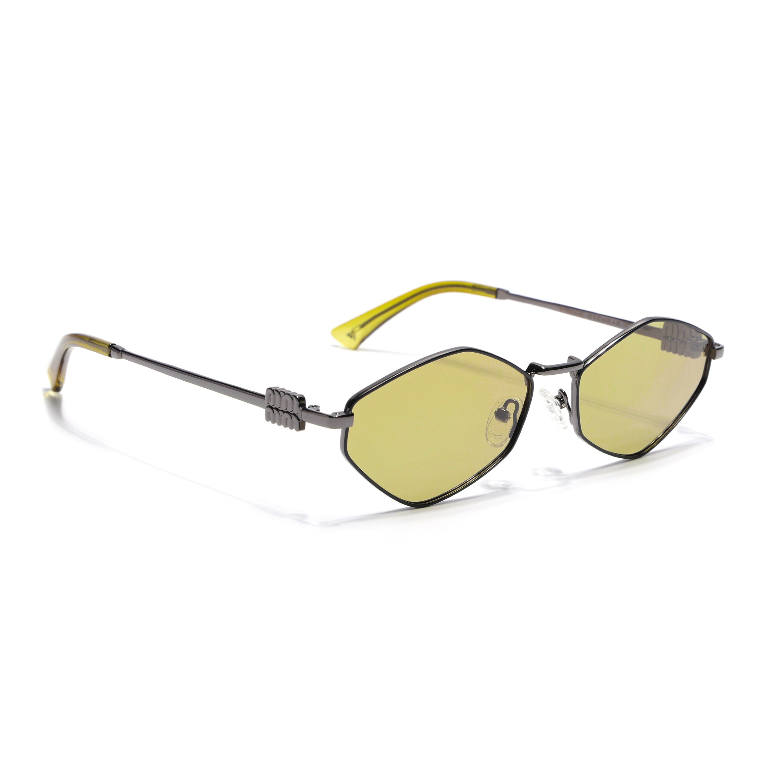 Hexagonal Polarized Sunglasses for Men & Women (Green Lens | Grey Frame - SLPMG7207)