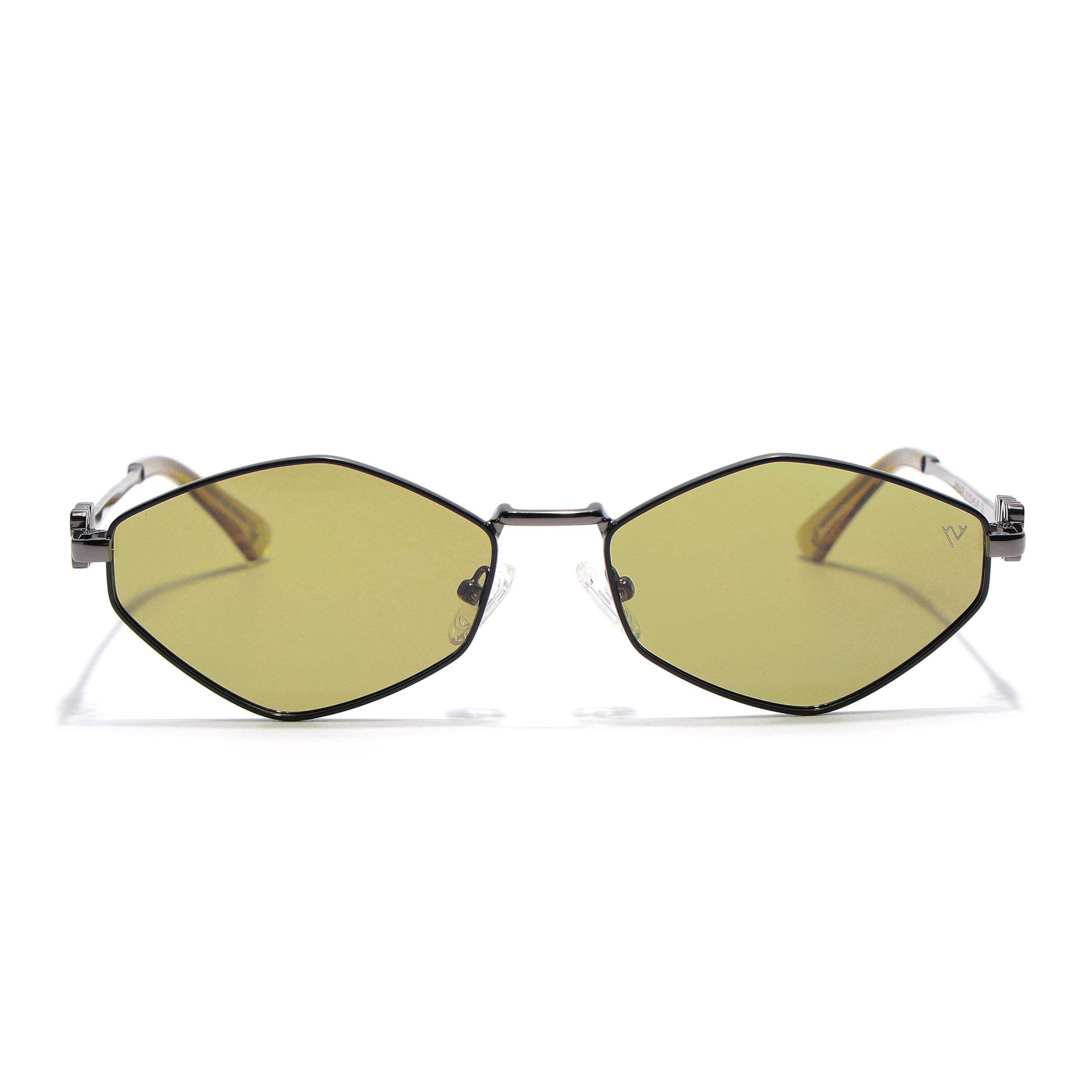 Hexagonal Polarized Sunglasses for Men & Women (Green Lens | Grey Frame - SLPMG7207)