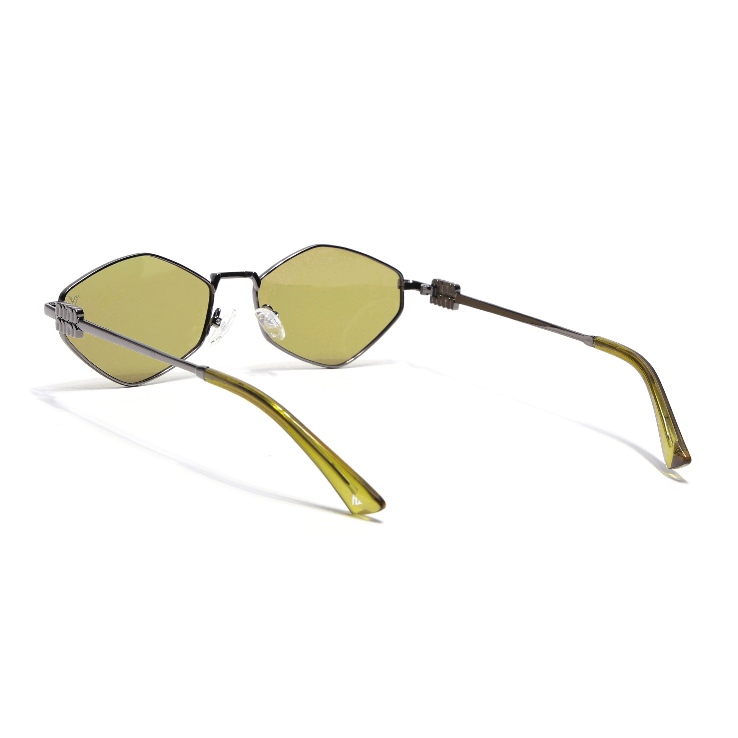 Hexagonal Polarized Sunglasses for Men & Women (Green Lens | Grey Frame - SLPMG7207)