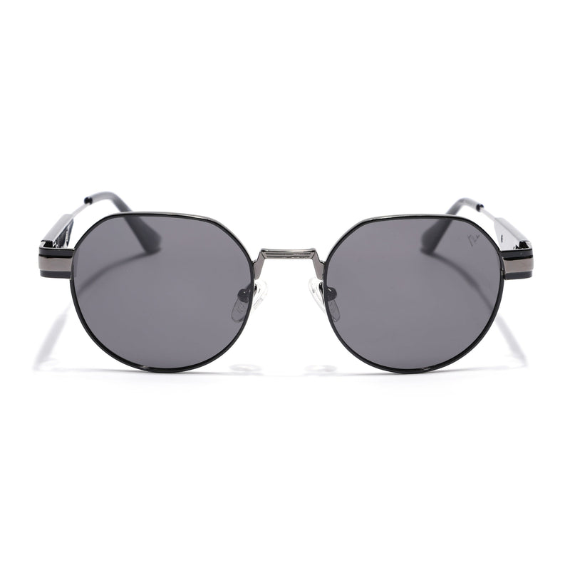 Round Polarized Sunglasses for Men & Women (Black Lens | Black Frame - SLPMG7213)
