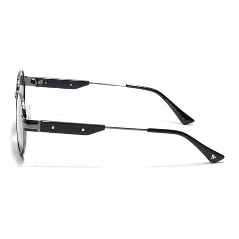 Round Polarized Sunglasses for Men & Women (Black Lens | Black Frame - SLPMG7213)