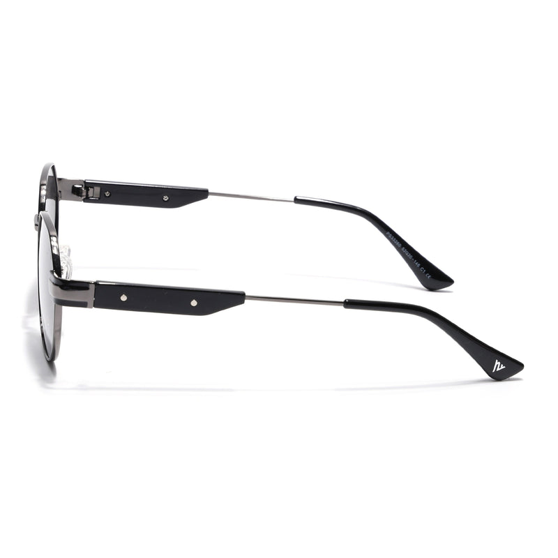 Round Polarized Sunglasses for Men & Women (Black Lens | Black Frame - SLPMG7213)