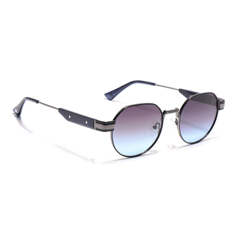 Round Polarized Sunglasses for Men & Women (Brown & Grey Lens | Black Frame - SLPMG7214)