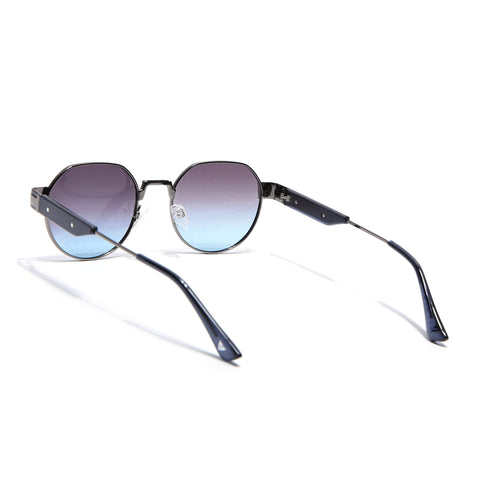 Round Polarized Sunglasses for Men & Women (Brown & Grey Lens | Black Frame - SLPMG7214)