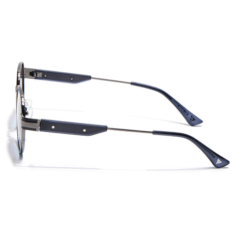 Round Polarized Sunglasses for Men & Women (Brown & Grey Lens | Black Frame - SLPMG7214)