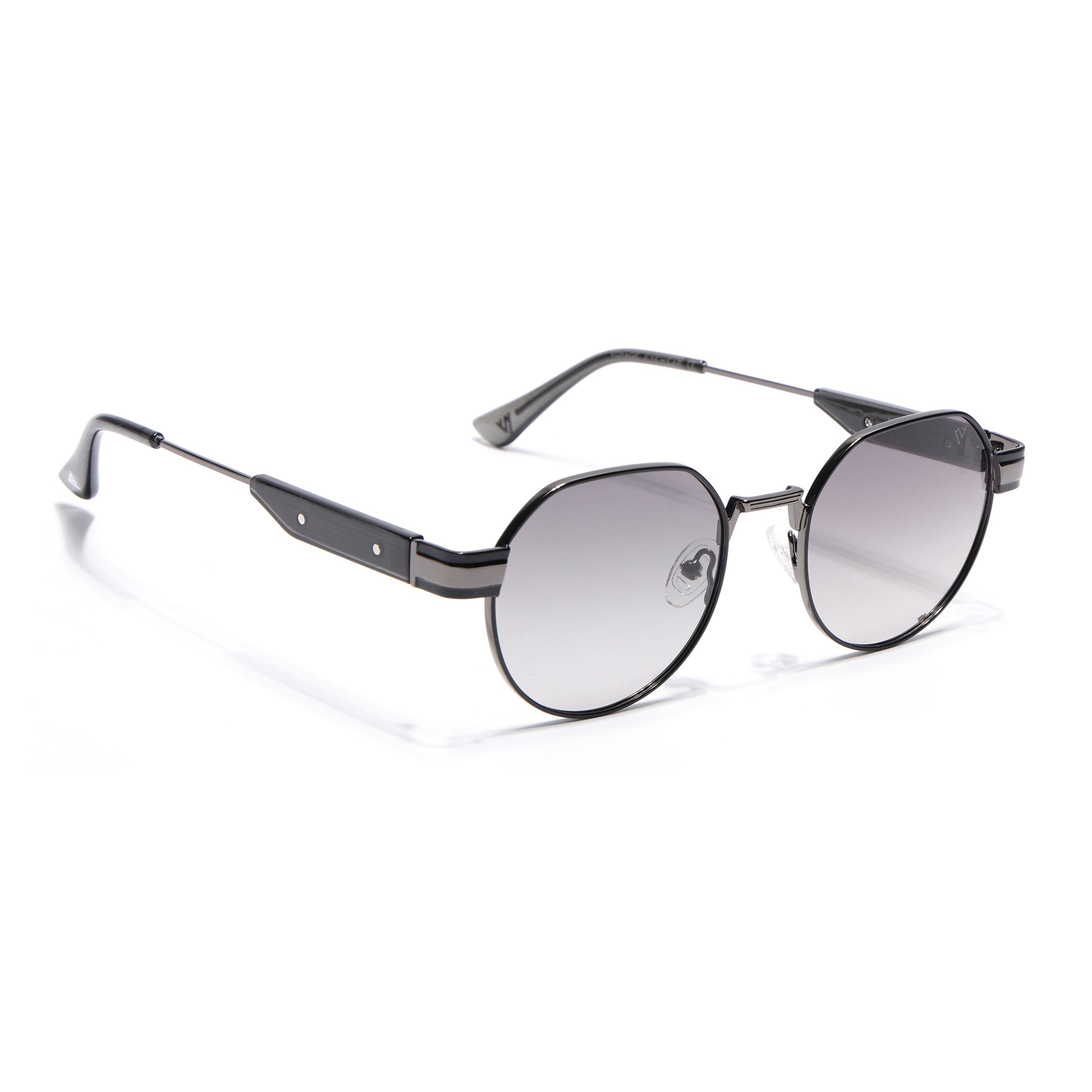 Round Polarized Sunglasses for Men & Women (Brown & Clear Lens | Black Frame - SLPMG7215)
