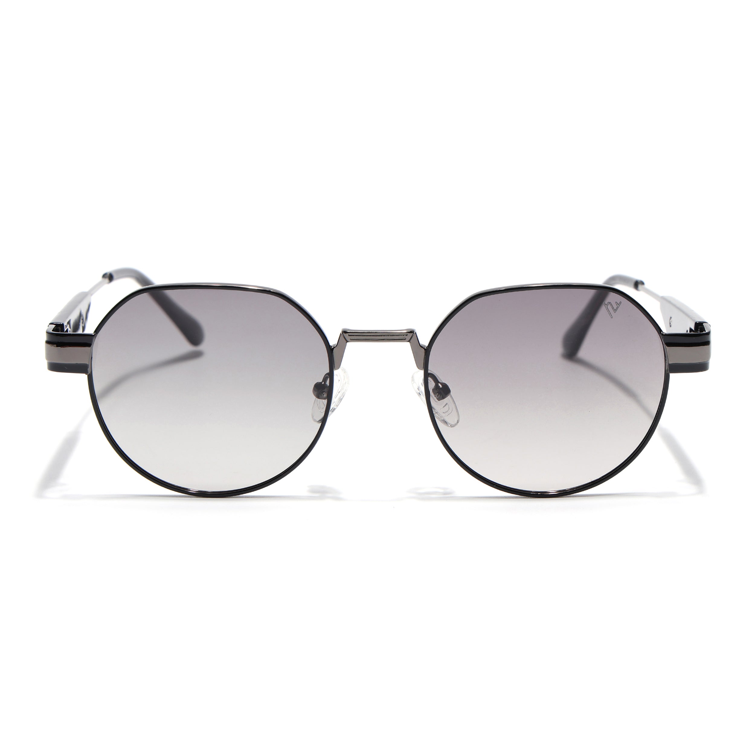 Round Polarized Sunglasses for Men & Women (Brown & Clear Lens | Black Frame - SLPMG7215)