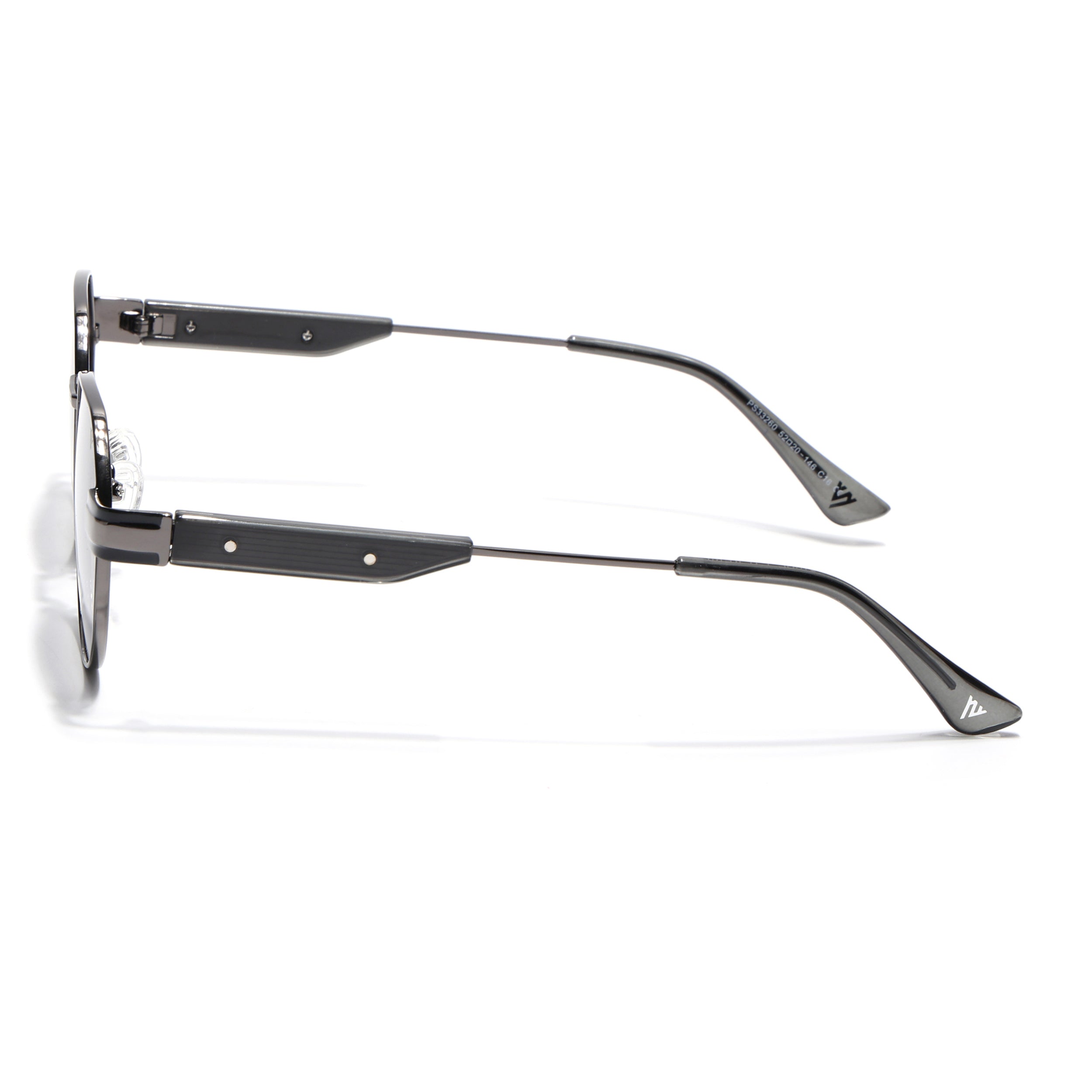Round Polarized Sunglasses for Men & Women (Brown & Clear Lens | Black Frame - SLPMG7215)