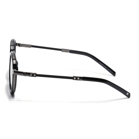 Round Polarized Sunglasses for Men & Women (Brown & Grey Lens | Black Frame - SLPMG7210)
