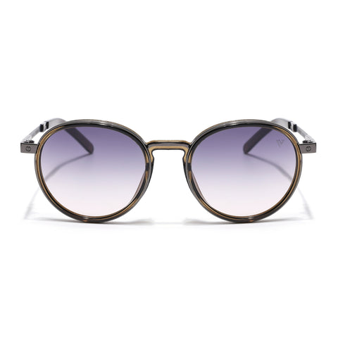 Round Polarized Sunglasses for Men & Women (Grey & Clear Lens | Brown Frame - SLPMG7212)