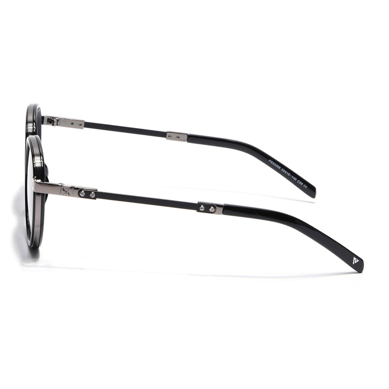 Round Polarized Sunglasses for Men & Women (Grey & Clear Lens | Black Frame - SLPMG7209)