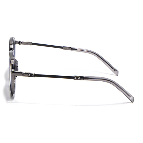 Round Polarized Sunglasses for Men & Women (Brown & Clear Lens | Grey Frame - SLPMG7211)