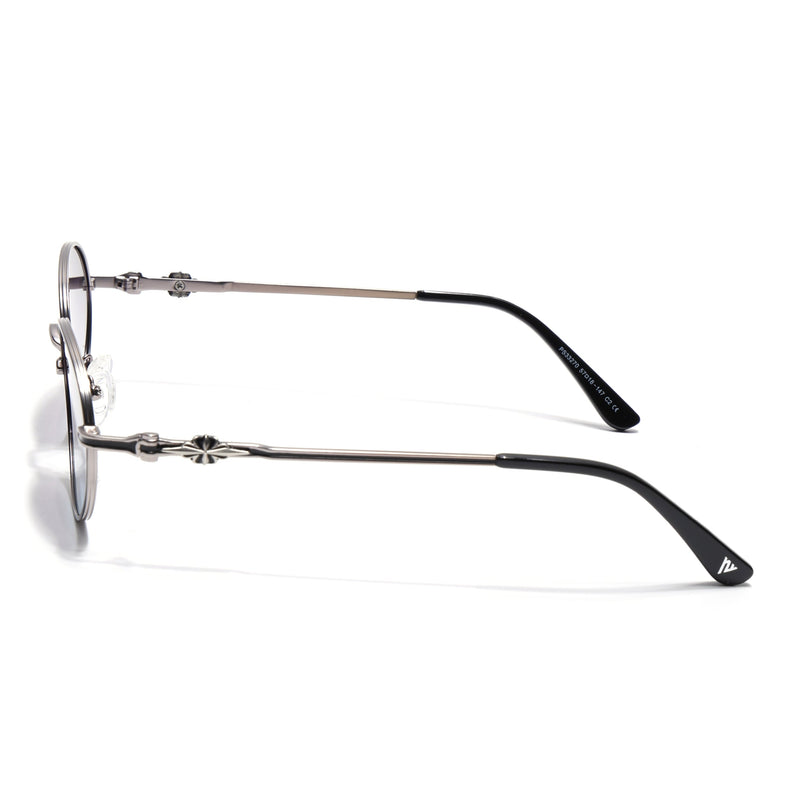 Oval Polarized Sunglasses for Men & Women (Grey & Clear Lens | Silver Frame - SLPMG7229)
