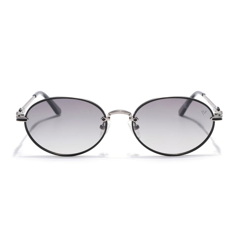 Oval Polarized Sunglasses for Men & Women (Brown & Clear Lens | Silver Frame - SLPMG7230)