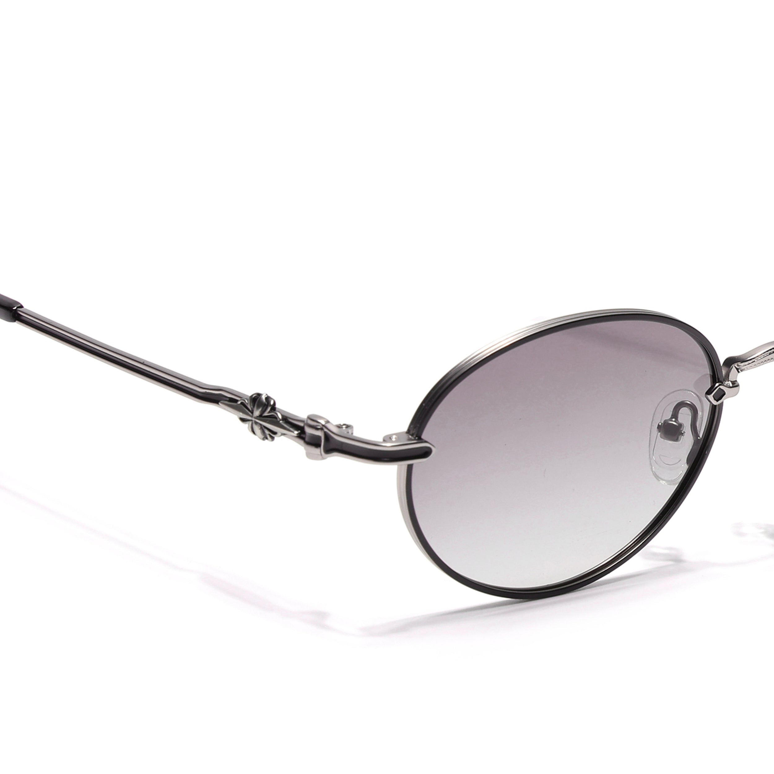 Oval Polarized Sunglasses for Men & Women (Brown & Clear Lens | Silver Frame - SLPMG7230)