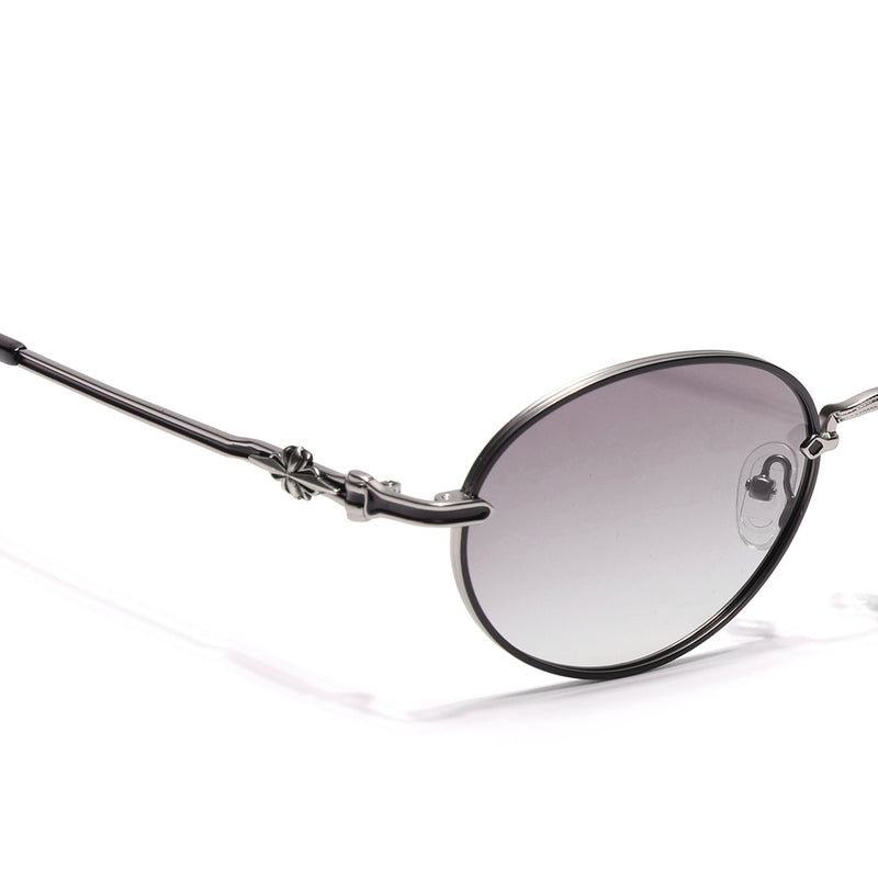 Oval Polarized Sunglasses for Men & Women (Brown & Clear Lens | Silver Frame - SLPMG7230)