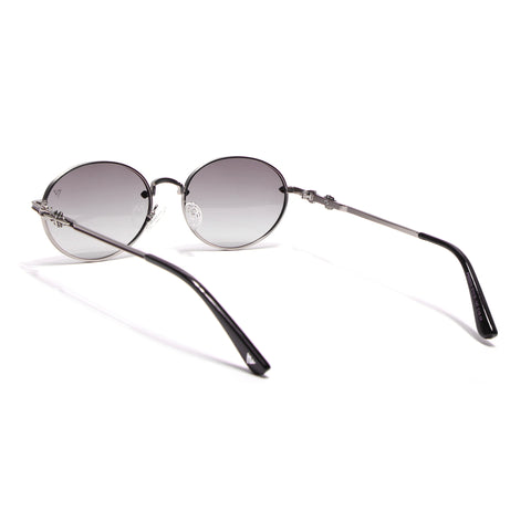 Oval Polarized Sunglasses for Men & Women (Brown & Clear Lens | Silver Frame - SLPMG7230)