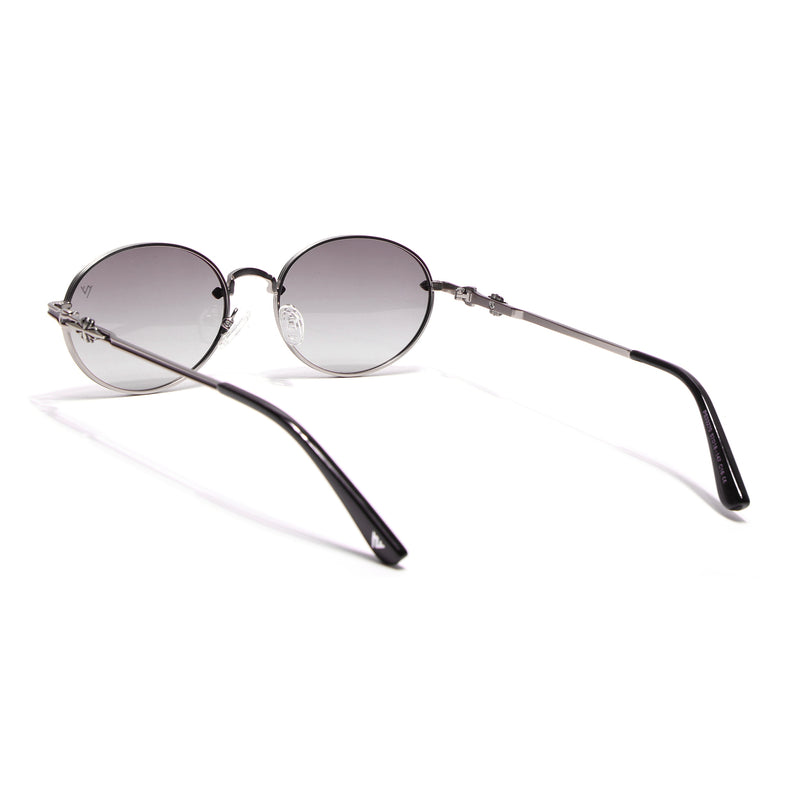 Oval Polarized Sunglasses for Men & Women (Brown & Clear Lens | Silver Frame - SLPMG7230)