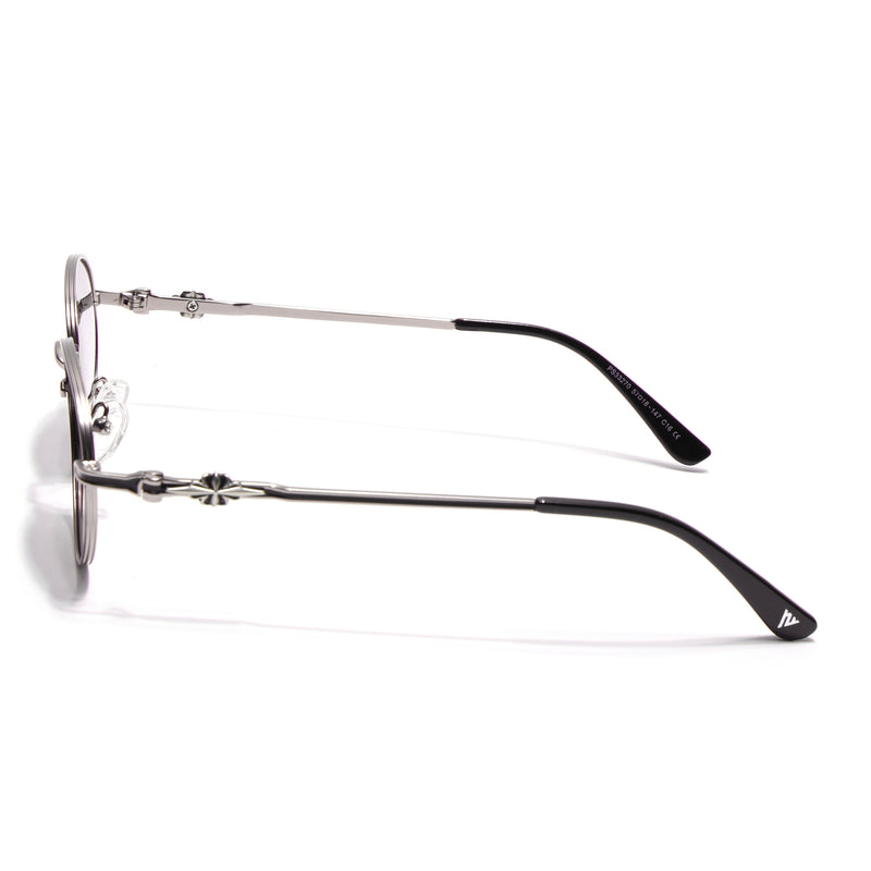 Oval Polarized Sunglasses for Men & Women (Brown & Clear Lens | Silver Frame - SLPMG7230)