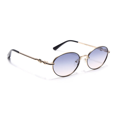 Oval Polarized Sunglasses for Men & Women (Grey & Brown Lens | Golden Frame - SLPMG7231)