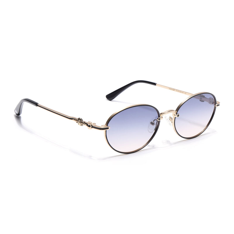 Oval Polarized Sunglasses for Men & Women (Grey & Brown Lens | Golden Frame - SLPMG7231)