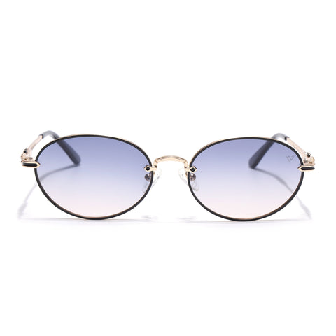 Oval Polarized Sunglasses for Men & Women (Grey & Brown Lens | Golden Frame - SLPMG7231)