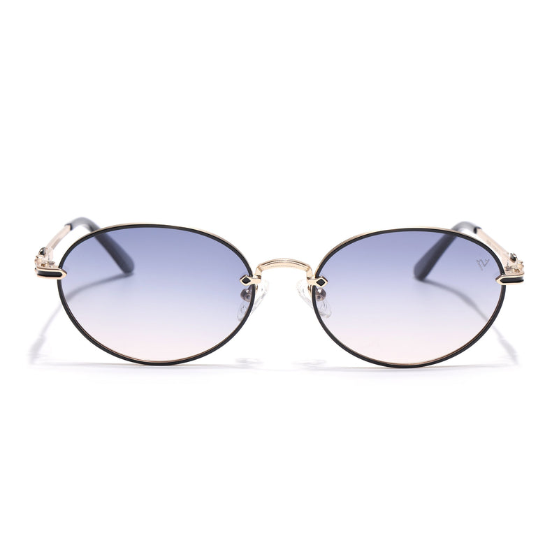 Oval Polarized Sunglasses for Men & Women (Grey & Brown Lens | Golden Frame - SLPMG7231)
