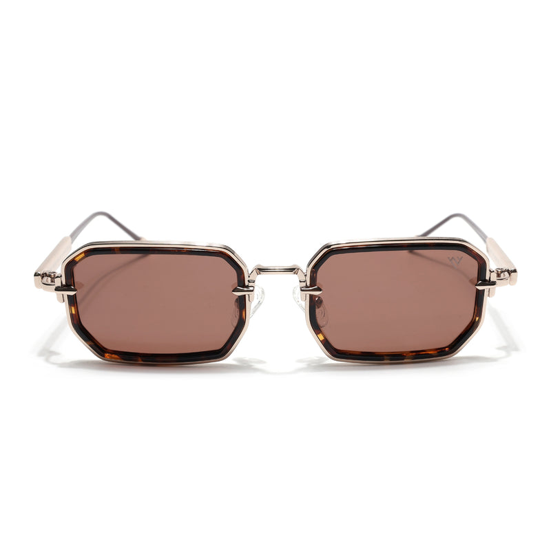 Rectangle Sunglasses (Brown Lens | Golden Frame - SLMG9086)