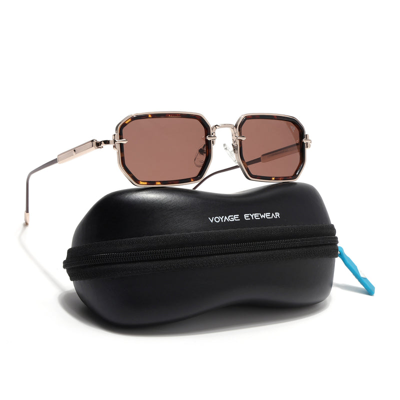 Rectangle Sunglasses (Brown Lens | Golden Frame - SLMG9086)