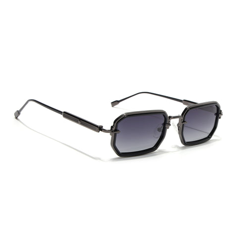 Rectangle Polarized Sunglasses (Black Lens | Gun Matel Frame - SLPMG9080)