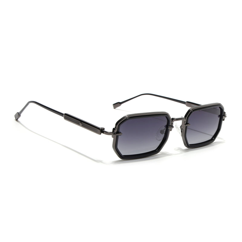 Rectangle Polarized Sunglasses (Black Lens | Gun Matel Frame - SLPMG9080)