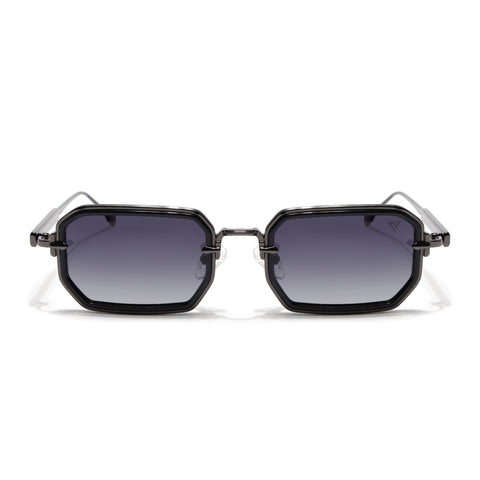 Rectangle Polarized Sunglasses (Black Lens | Gun Matel Frame - SLPMG9080)