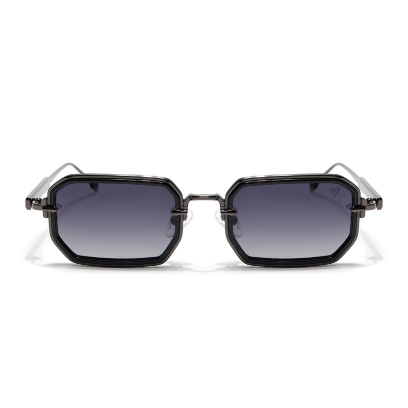 Rectangle Polarized Sunglasses (Black Lens | Gun Matel Frame - SLPMG9080)