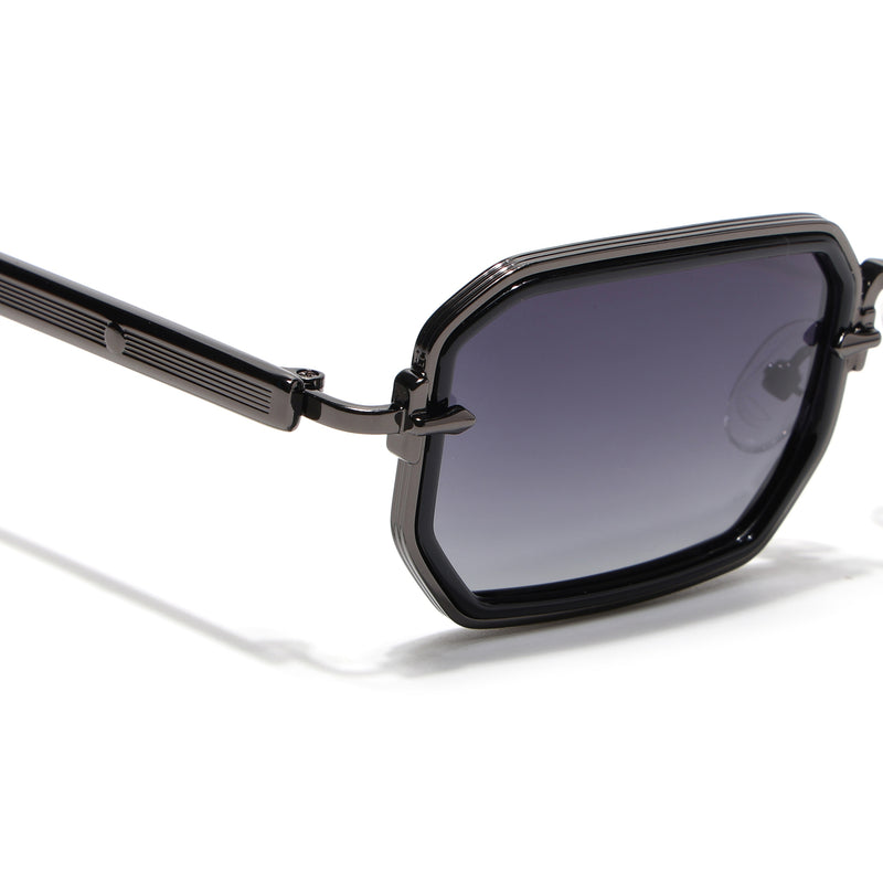 Rectangle Polarized Sunglasses (Black Lens | Gun Matel Frame - SLPMG9080)